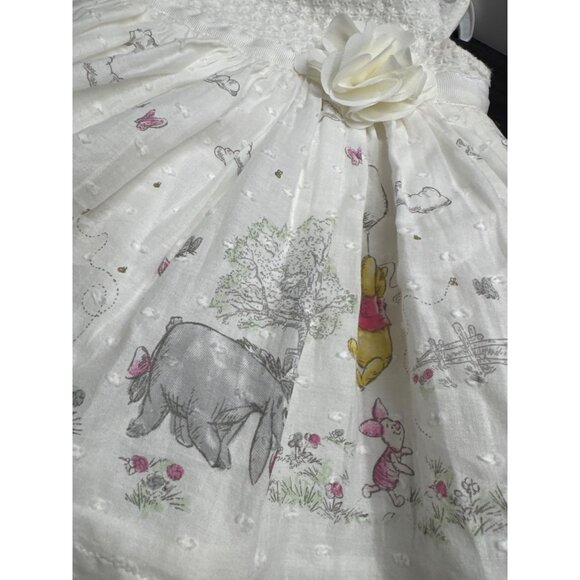 George Disney Baby Winnie The Pooh Dress First Size 50-56cm Cream White Flower C - Picture 2 of 11